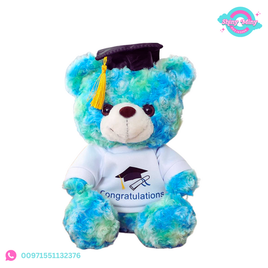 Graduation plush toy-blue bear.