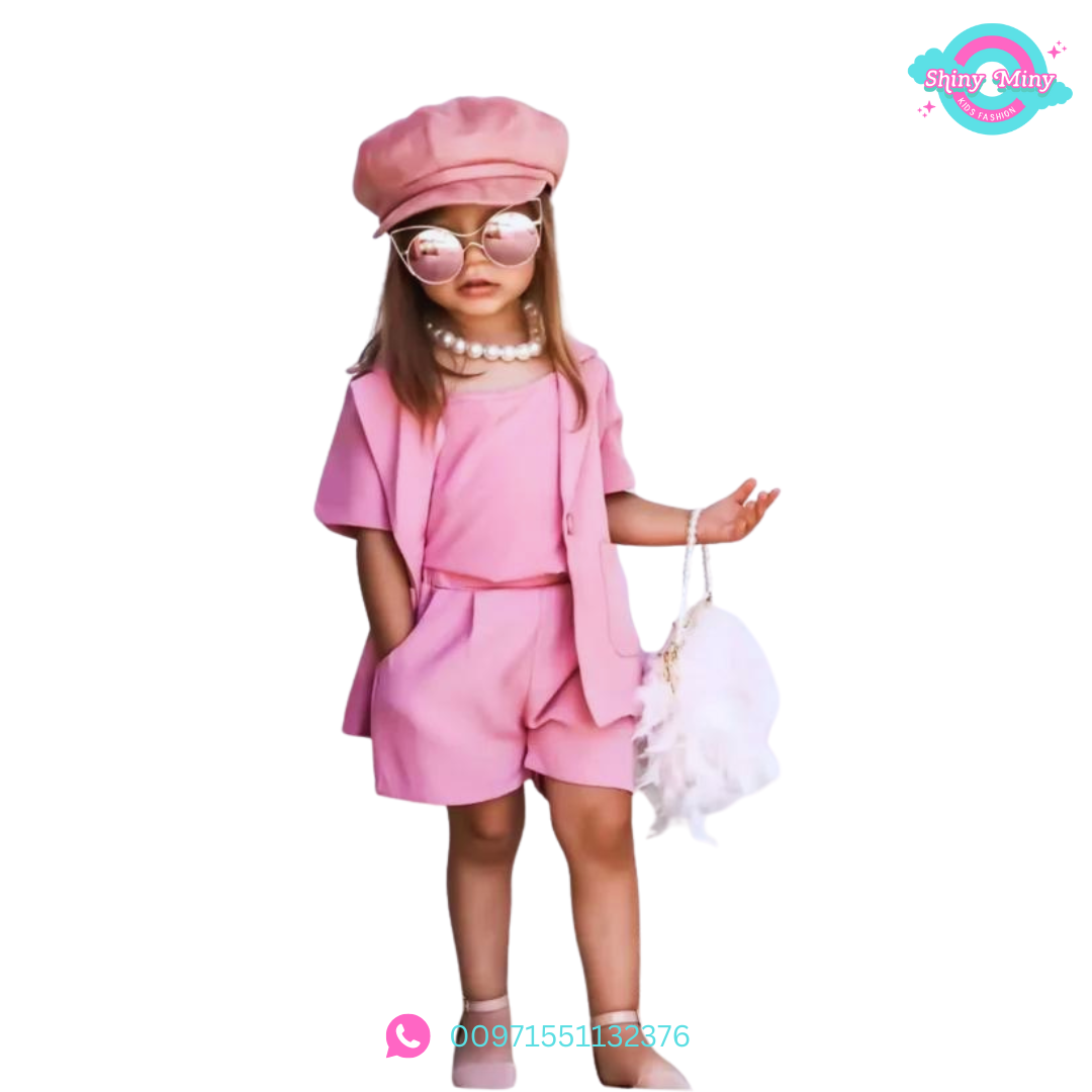 3PCS Infant Toddler Child Clothes Suit-pink color.